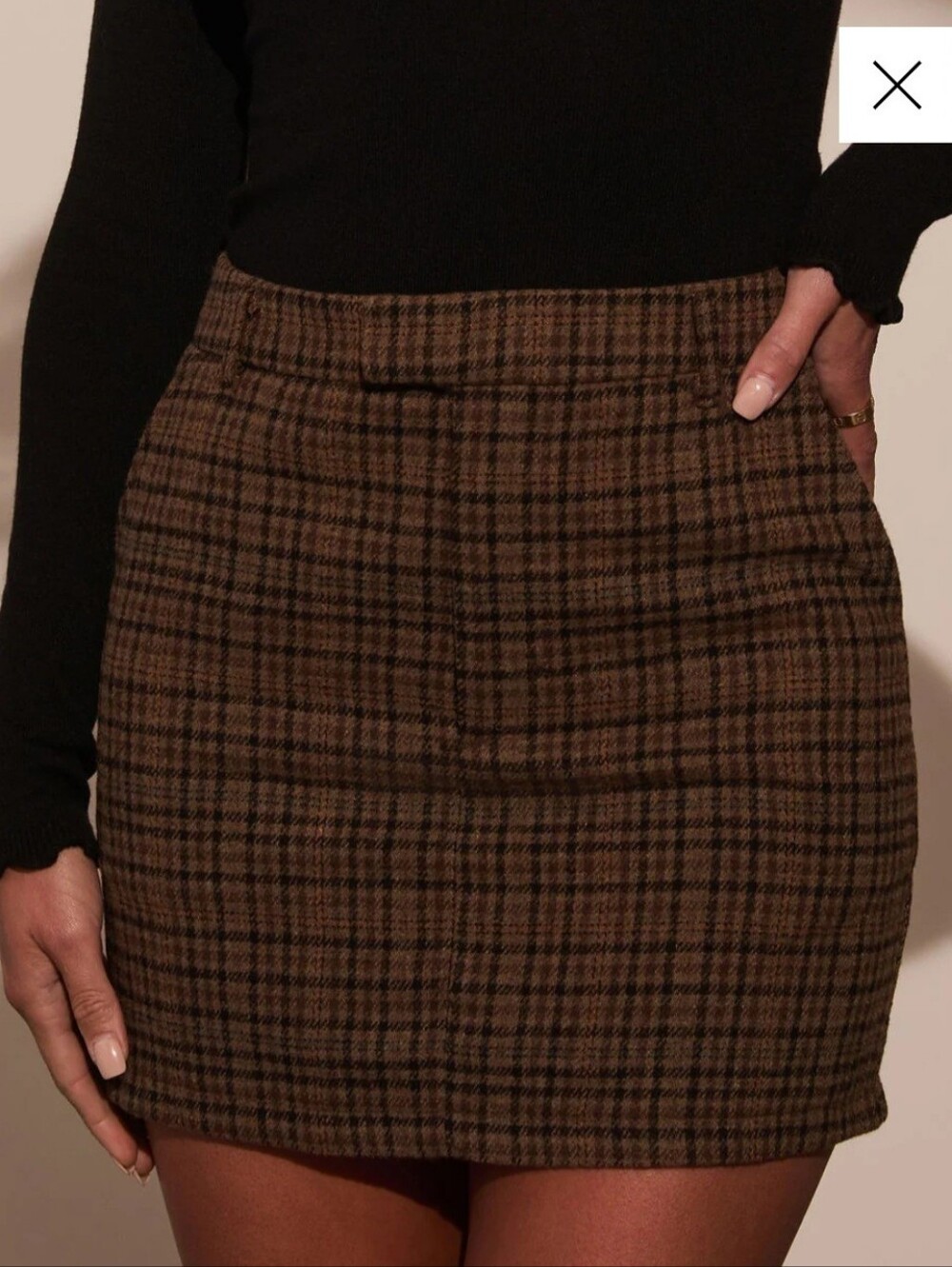 Vici Collection Workshop Brown Plaid Mini Skirt